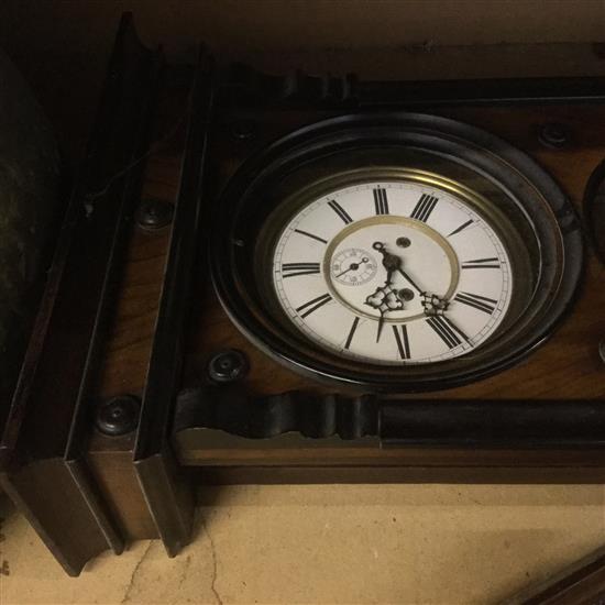 A late 19th century walnut and ebony Vienna wall clock(-)